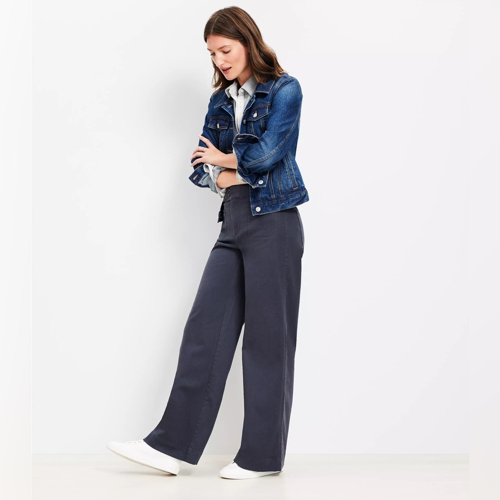 Charcoal Grey The Palmer Wide Leg Pants in Twill
